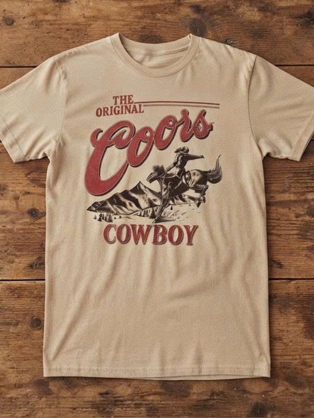 Coors Cowboy Graphic Tee - Tan & Red